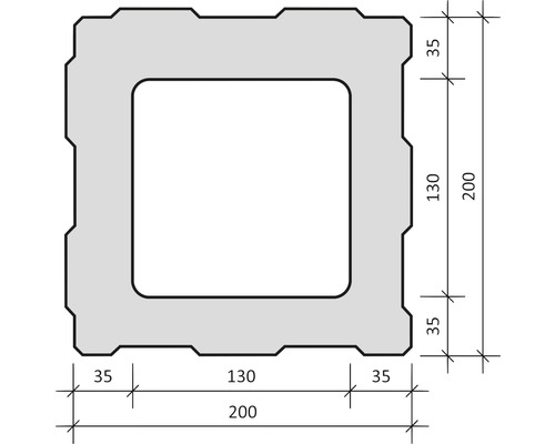 Technische Zeichnung eines Profils mit Maßen.