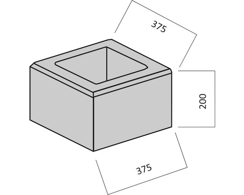 Grauer Pflanzring mit den Maßen 375 x 375 x 200 Millimeter.