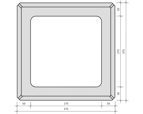 Quadratischer Pflanzring mit Abmessungen