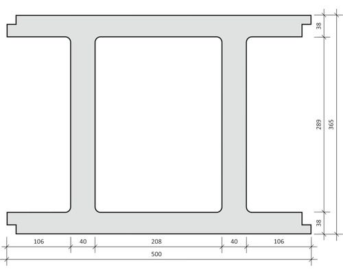 Technische Zeichnung eines Stahlträgers mit Maßangaben