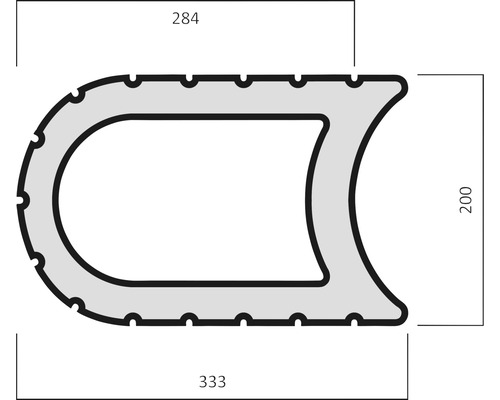 Bootsfenderprofil mit den Maßen 333 x 284 x 200 Millimeter