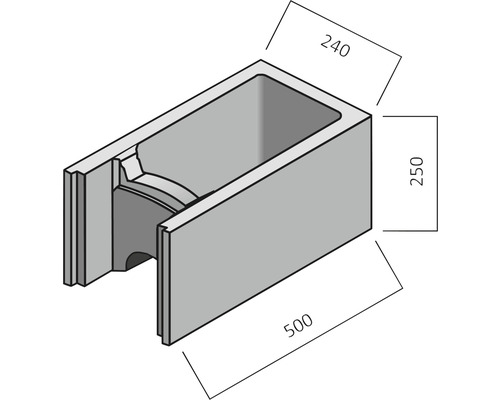 Beton Pflanzring mit den Maßen 240 x 250 x 500 Millimeter.
