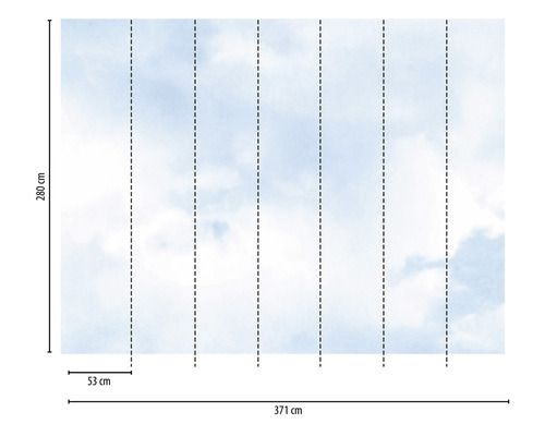 Fototapete mit Wolkenmuster, 371 x 280 cm