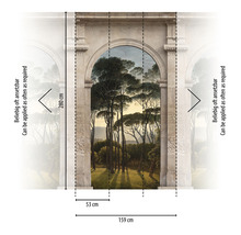 Fototapete Vlies 38249-1 The Wall antiker Torbogen und Landschaft 3D 3-tlg. 159 x 280 cm