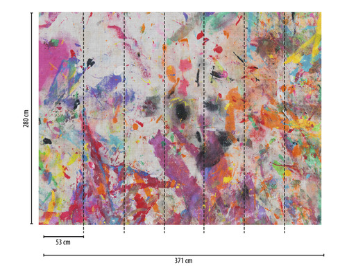 Fototapete mit Farbflecken, Maße 371 cm mal 280 cm