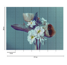 Fototapete Vlies 38269-1 The Wall XXL Blumen türkis 7-tlg. 371 x 280 cm