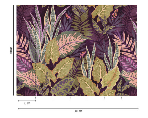 Fototapete mit Dschungelmotiv und verschiedenen Pflanzen