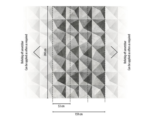 Tapete mit geometrischem 3D-Effekt und Maßangaben