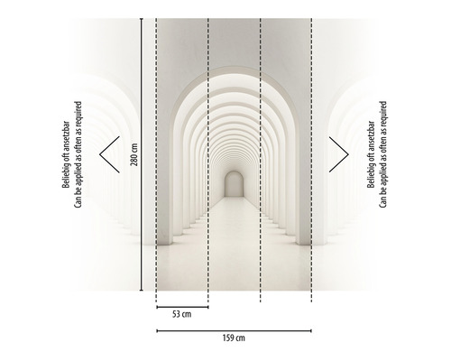 Fototapete mit Tunnel und Säulen, Maße 159 cm breit und 280 cm hoch