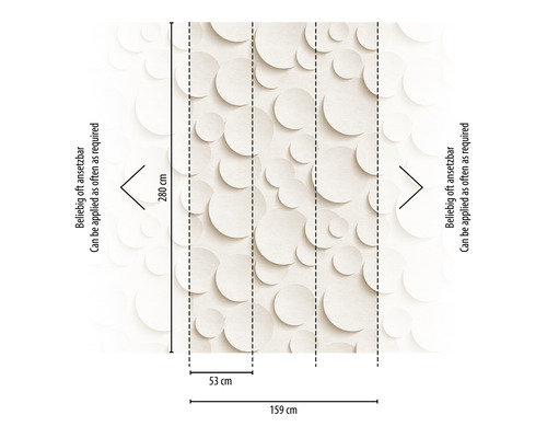 Tapete mit Kreismuster und den Maßen 280 x 159 cm