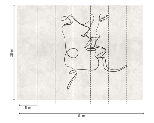 Fototapete mit dem Motiv eines Paares, das sich küsst, Maße 371 mal 280 Zentimeter
