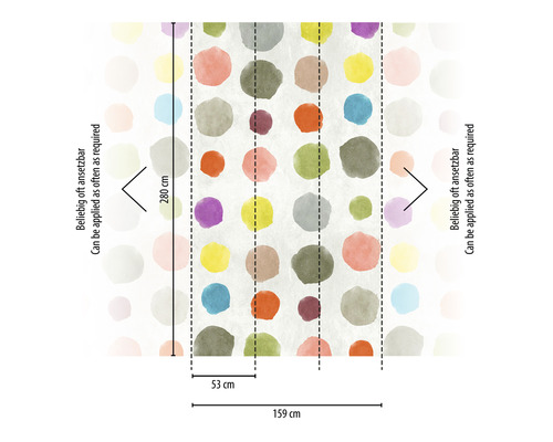 Abmessungen einer Tapete mit Punktmuster