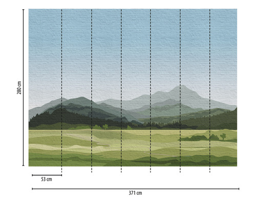 Fototapete mit Landschaftsdarstellung, Abmessungen 371 cm x 280 cm