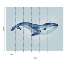 Wandbild mit Walmotiv und Maßangaben 280 x 371 Zentimeter