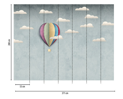 Tapete mit Heißluftballon und Wolkenmuster