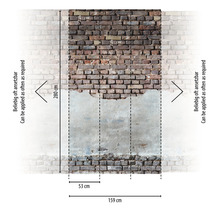 Fototapete mit Backstein- und Putzstruktur, Maße 159 mal 280 cm