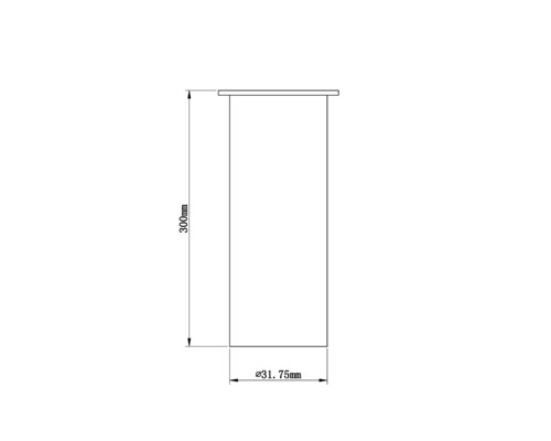 Technische Zeichnung eines Zylinders mit den Maßen 300 mm Höhe und 31,75 mm Durchmesser