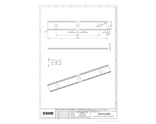 Technische Zeichnung des Boxit E-More Systems mit Maßangaben