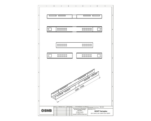 BOXiT Varioplex technische Zeichnung mit Maßangaben