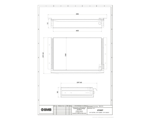Technische Zeichnung eines Sanitärprodukts mit Maßangaben.