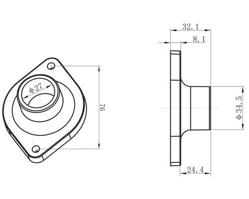 Technische Zeichnung eines Flansches mit Maßangaben