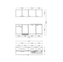 Küchenzeile Flex Well Wito 210 cm Frontfarbe Weiß Matt Korpusfarbe Weiß inkl. Einbaugeräte-thumb-8