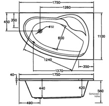Einbau Whirlpool Raumsparbadewanne OTTOFOND Poel 110 x 175 cm weiß glänzend 55340-thumb-6