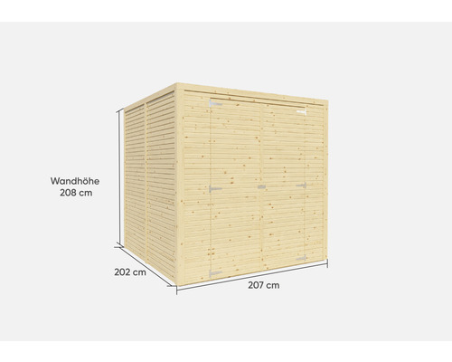 Holz Gartenhaus mit Doppeltür und Größenangaben