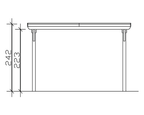 Technische Zeichnung eines Carports mit Höhenangaben