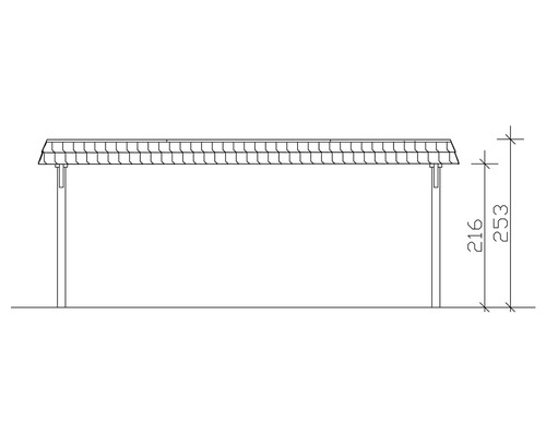Technische Zeichnung eines Carports mit Höhenangabe