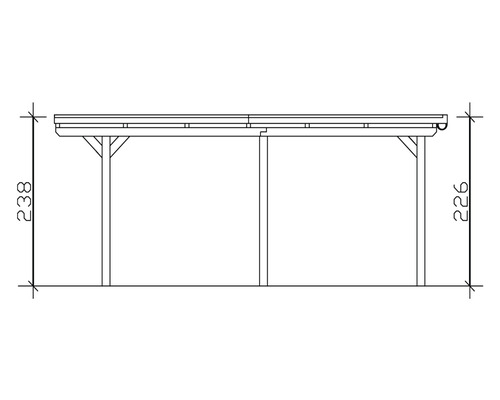 Technische Zeichnung eines Doppelcarports mit Maßangaben