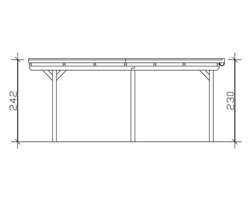 Zeichnung eines Doppelcarports mit Höhenangaben