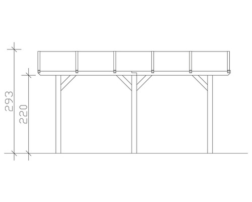 Technische Zeichnung eines Carports mit Maßen