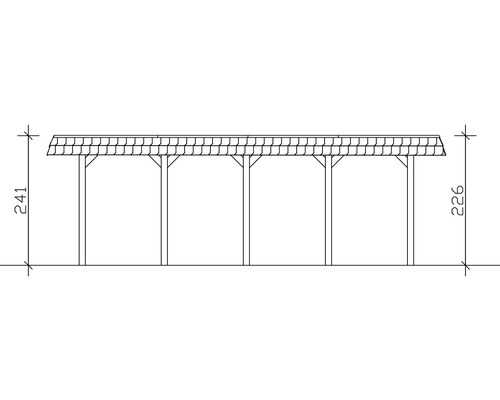 Technische Zeichnung eines Carports mit Maßangaben