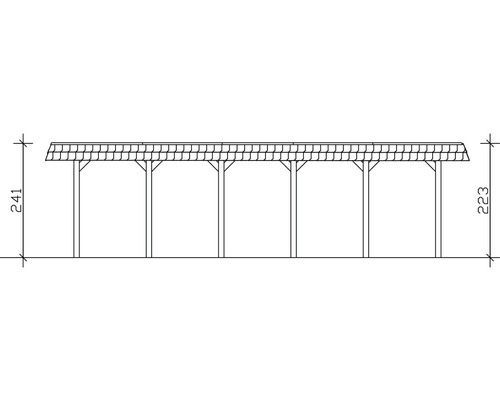 Technische Zeichnung eines Carports mit Maßangaben
