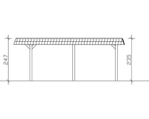 Technische Zeichnung eines Carports mit Maßangaben
