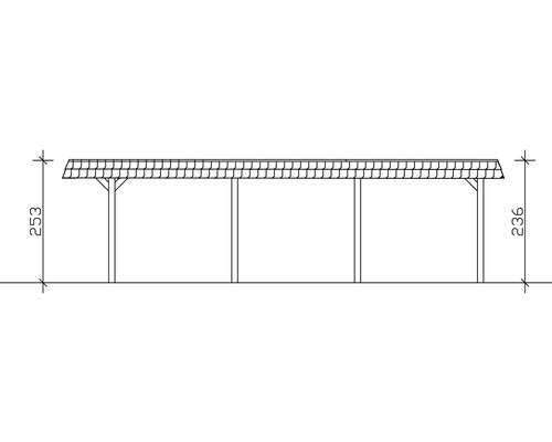 Zeichnung eines Carports mit Maßangaben