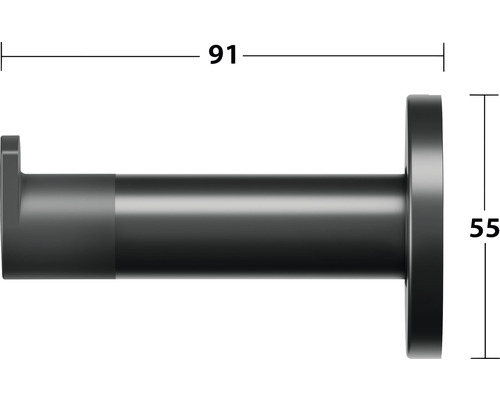 Abbildung eines Handtuchhalters mit den Maßen 91 und 55