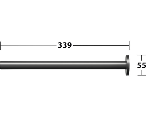 Technische Zeichnung eines Stangengriffs mit den Maßen 339 und 55