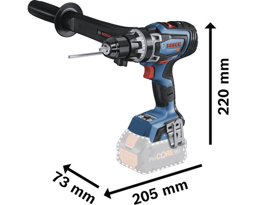 Bosch Professional Akku-Bohrschrauber mit Abmessungsangaben