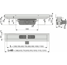 Duschrinnenunterteil Jungborn UNO 850 x 95 mm Wandeinbau Abflussleistung 35 l/min-thumb-1