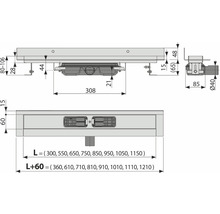Duschrinnenunterteil Jungborn UNO 850 x 65 mm Wandeinbau Abflussleistung 35 l/min-thumb-1