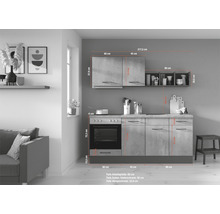 PICCANTE Küchenzeile PESCE 195 cm Frontfarbe seeahorn matt Korpusfarbe space grey montiert Variante links-thumb-1
