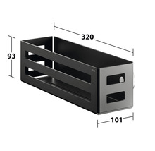 Schwarzer Badregal mit den Maßen 320 x 93 x 101 Millimeter.
