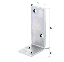 Winkelverbinder aus Metall mit Bohrlöchern und Maßangaben