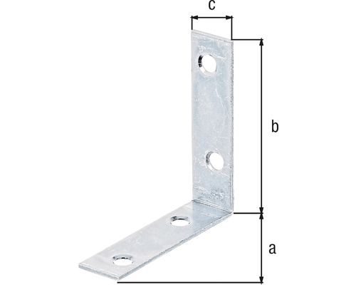 Winkelverbinder mit Löchern und Maßangaben
