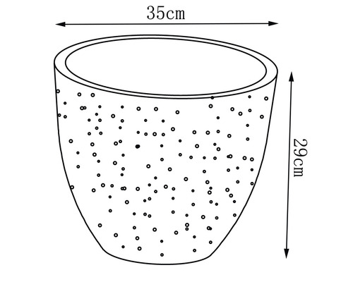 Blumentopf mit den Maßen 35 mal 29 Zentimeter