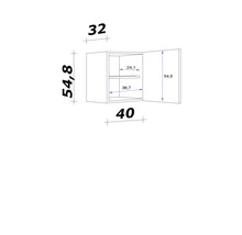 Technische Zeichnung eines Hängeschranks mit den Maßen 32 x 54,8 x 40 Zentimeter.