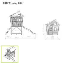 Stelzenhaus EXIT Crooky 500 Holz mit Sandkasten und Rutsche grün