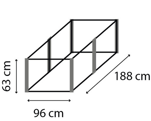 Illustration eines Frühbeetrahmens mit Maßangaben